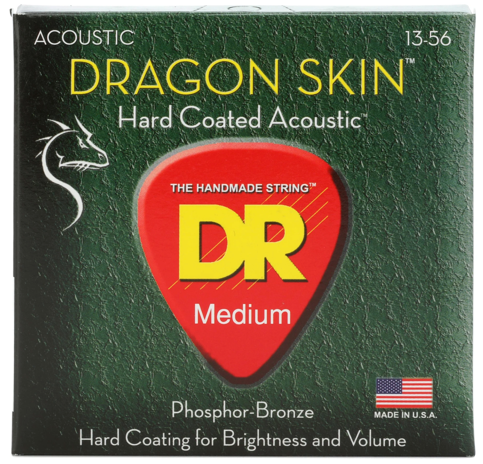 DR Strings DRAGON SKIN - CLEAR Coated Acoustic Guitar Strings: Medium 13-56