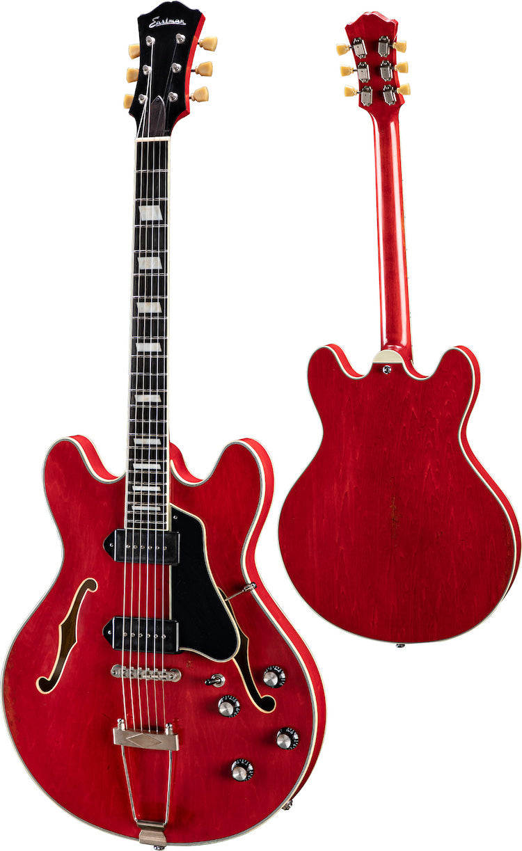Eastman T64/TV-T Semi-Hollow True Tone Vintage w/Trapeze Tail Electric - Red