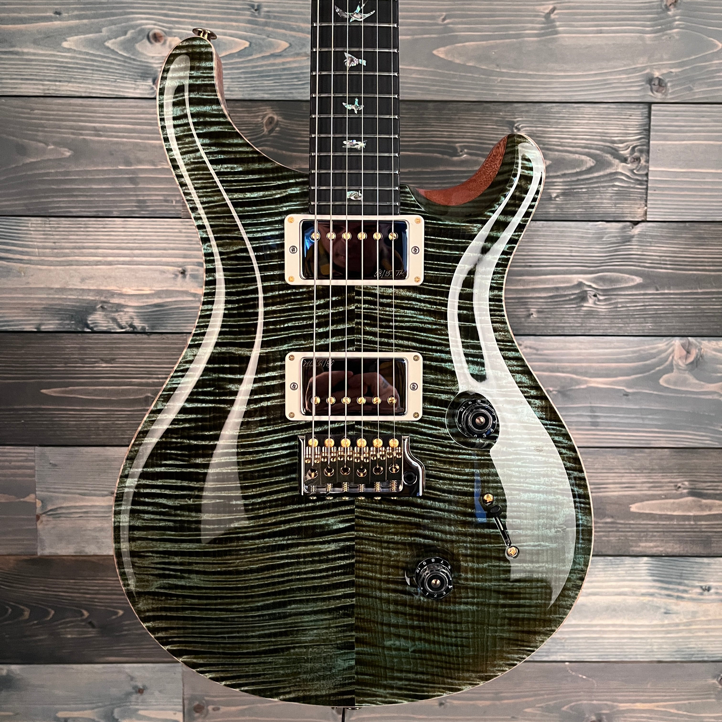 PRS Custom 24 Flame Maple 10-Top Electric - Blacklight Abalone