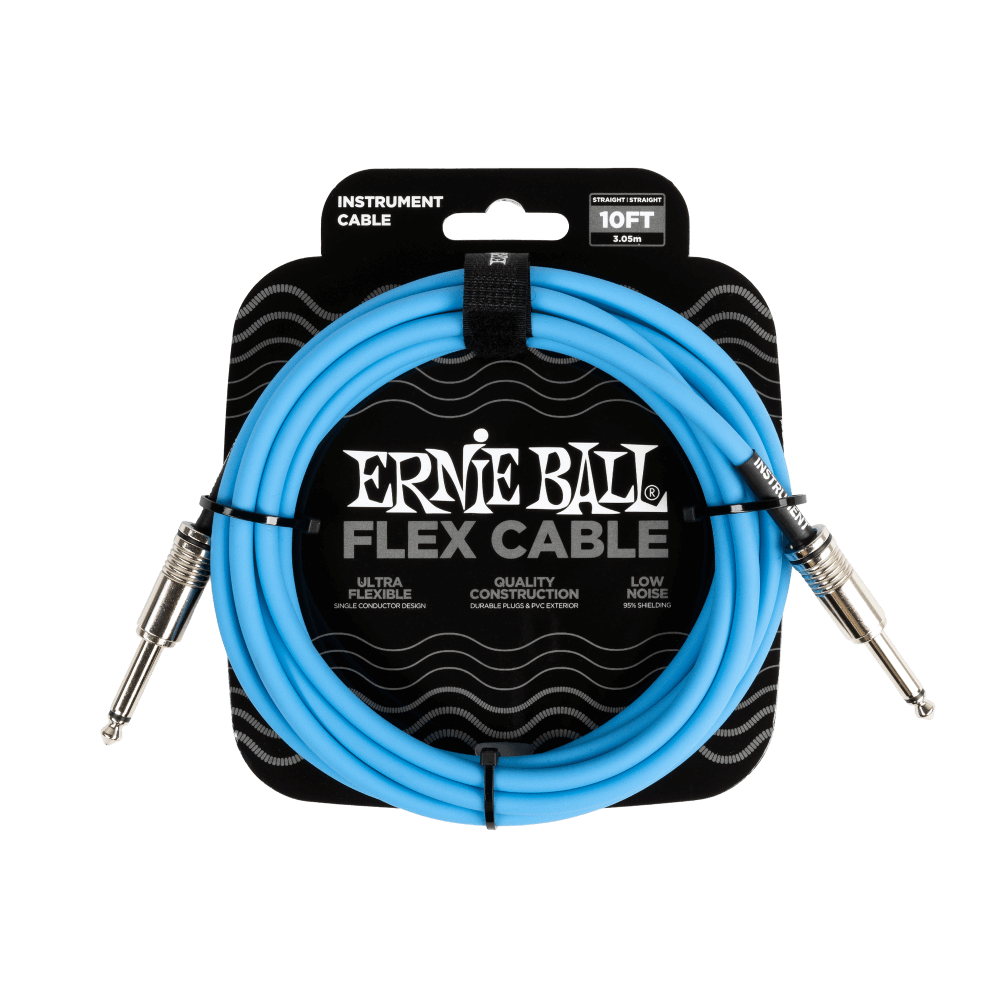 Ernie Ball P06412 Flex Instrument Cable Straight/Straight 10ft - Blue