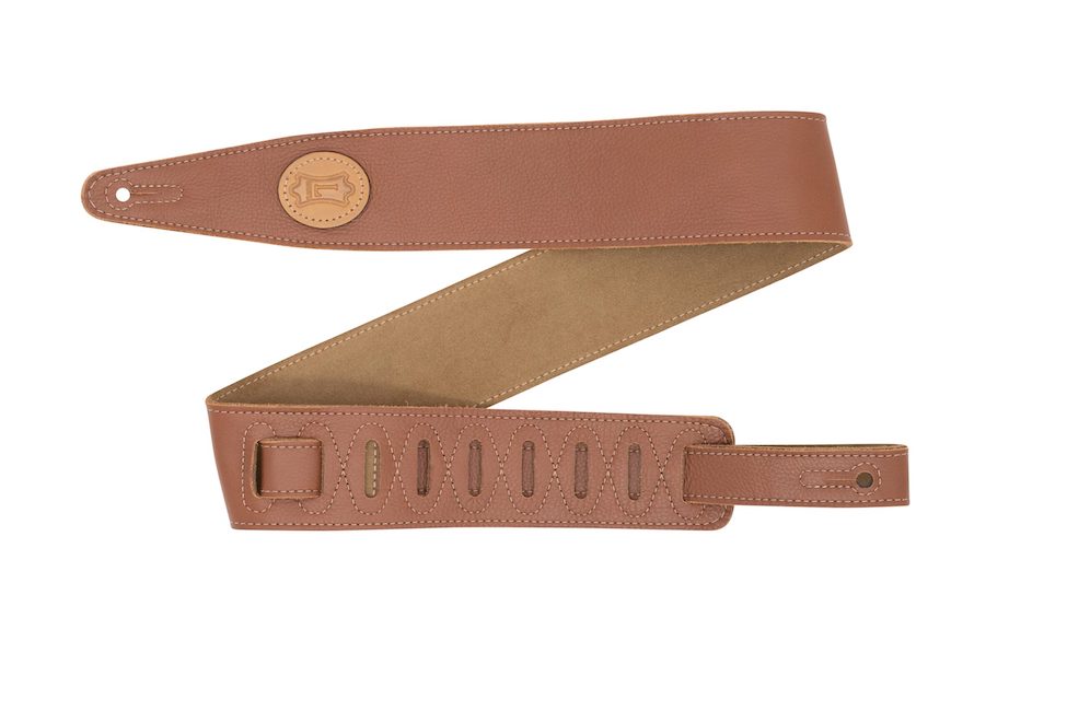 Levy's 2.5" Tan Leather Guitar Strap with Sand Suede Backing