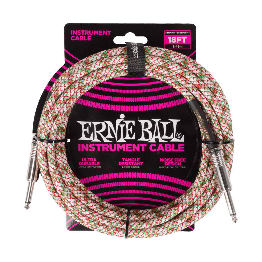 Ernie Ball P06430 Braided Instrument Cable Straight/Straight 18ft - Emerald Argyle
