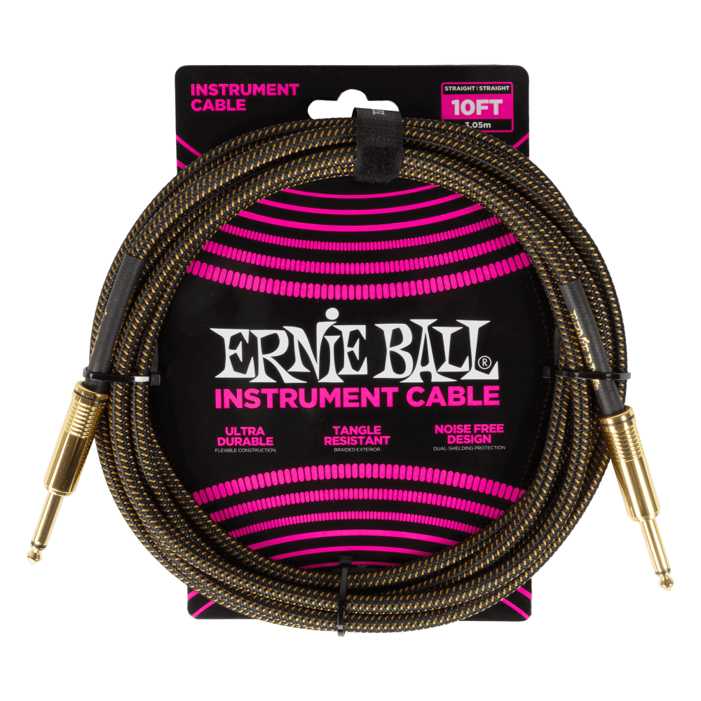 Ernie Ball P06428 Braided Instrument Cable Straight/Straight 10ft - Pay Dirt