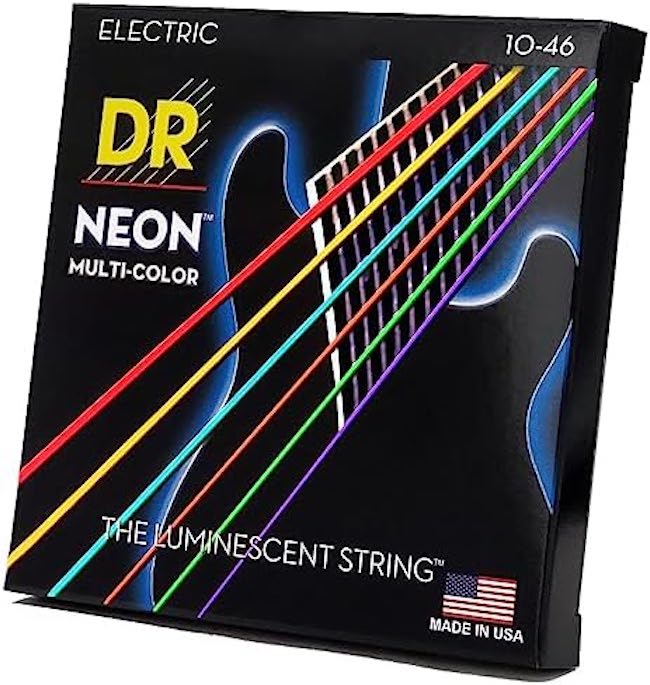 DR Strings HI-DEF NEON - MULTI-COLOR Colored Electric Strings: Med 10-46