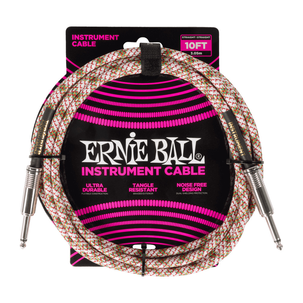 Ernie Ball P06426 Braided Instrument Cable Straight/Straight 10ft - Emerald Argyle