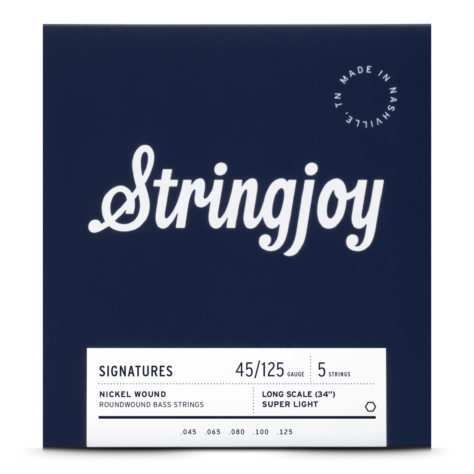 Stringjoy Light Gauge (45-125) 5 String Long Scale Nickel Wound Bass Strings
