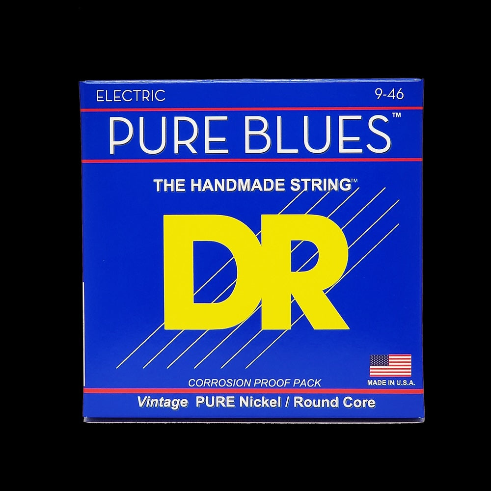 DR Strings PURE BLUES - Pure Nickel Electric Strings: Lgt to Med 9-46