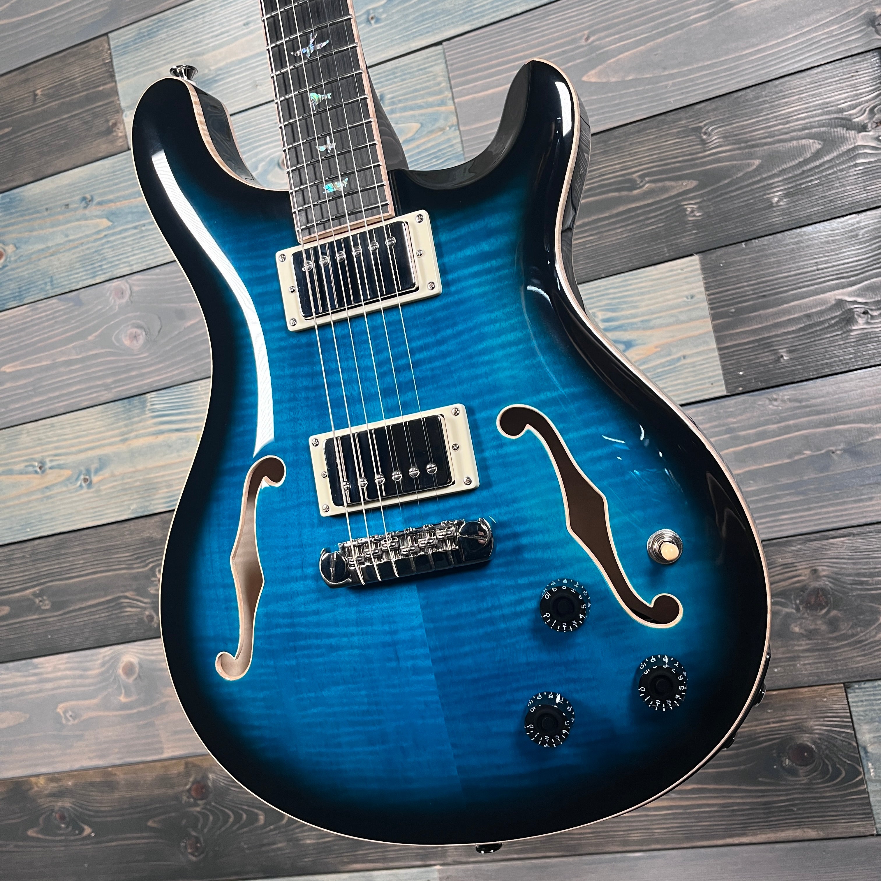 USED PRS Hollowbody II Piezo Peacock Blue Smokeburst w/ Case