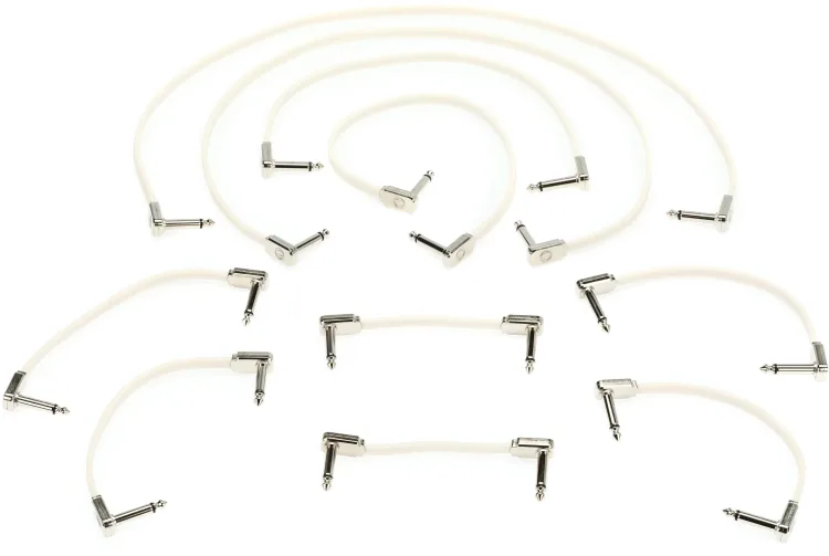 Ernie Ball Flat Ribbon Patch Cables Pedalboard Multi-Pack - White