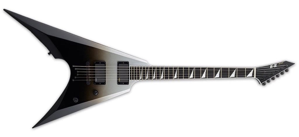 ESP E-II Arrow Guitar, Neck-Thru, Ebony Fingerboard, Black Silver Fade