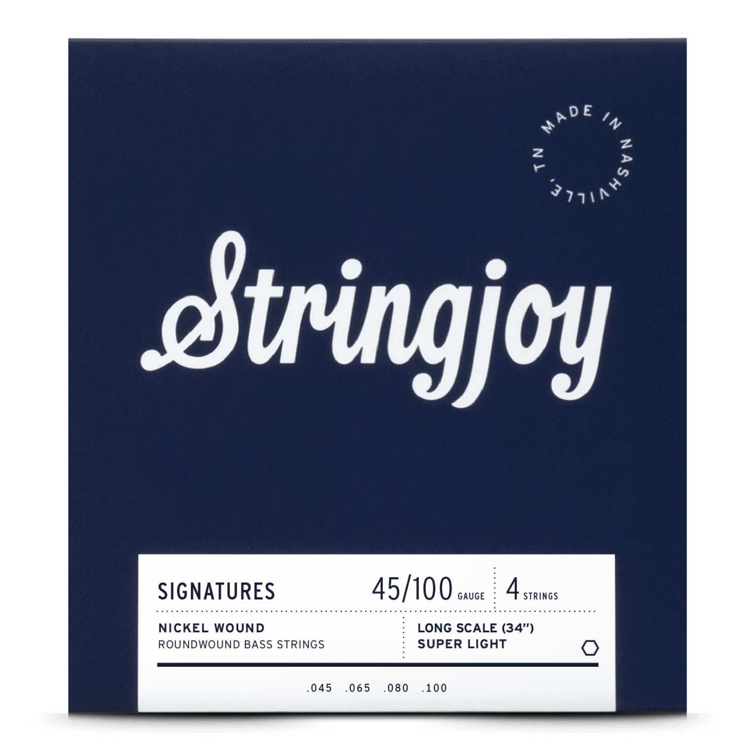 Stringjoy Light Gauge 45-100 4 String Long Scale Nickel Wound Bass Strings