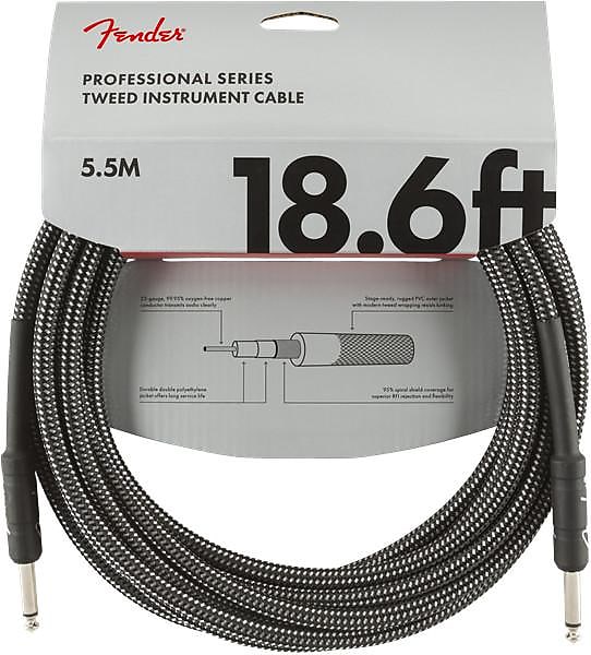 Fender Professional Series Instrument Cable, 18.6', Gray Tweed