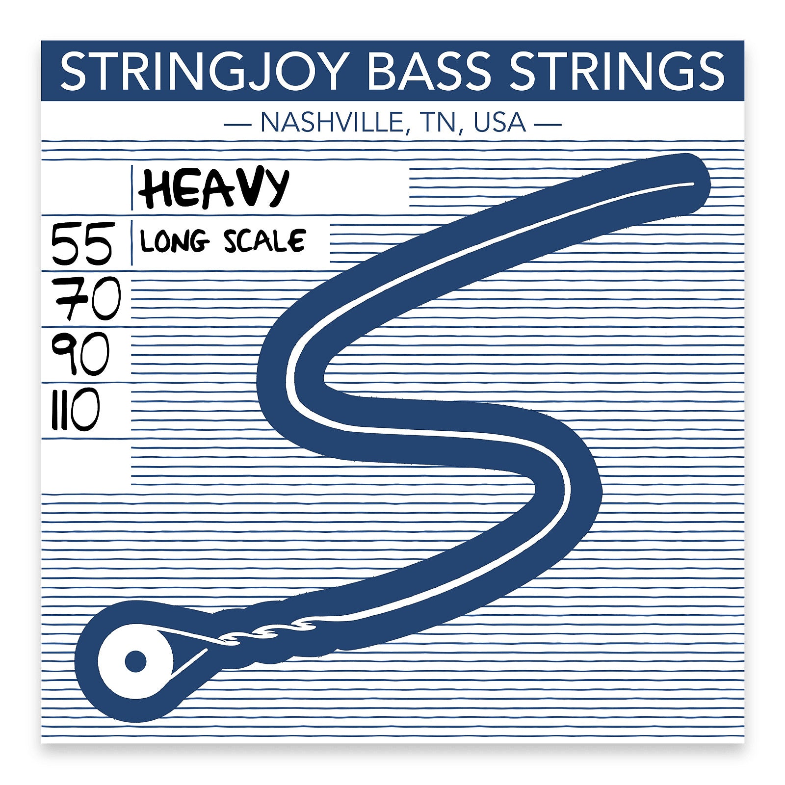 Stringjoy Heavy Gauge (55-110) 4 String Long Scale Nickel Wound Bass Strings