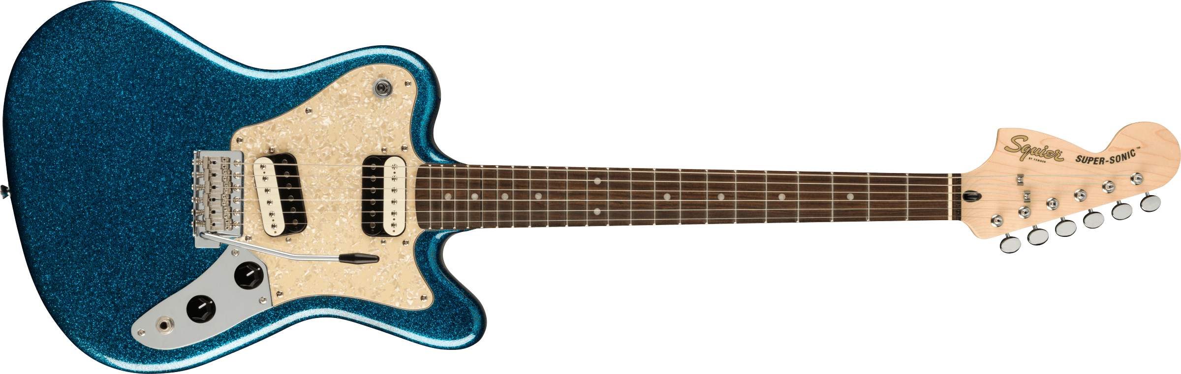 Fender Squier Paranormal Super-Sonic Laurel Fingerboard, Pearloid Pickguard, Blue Sparkle