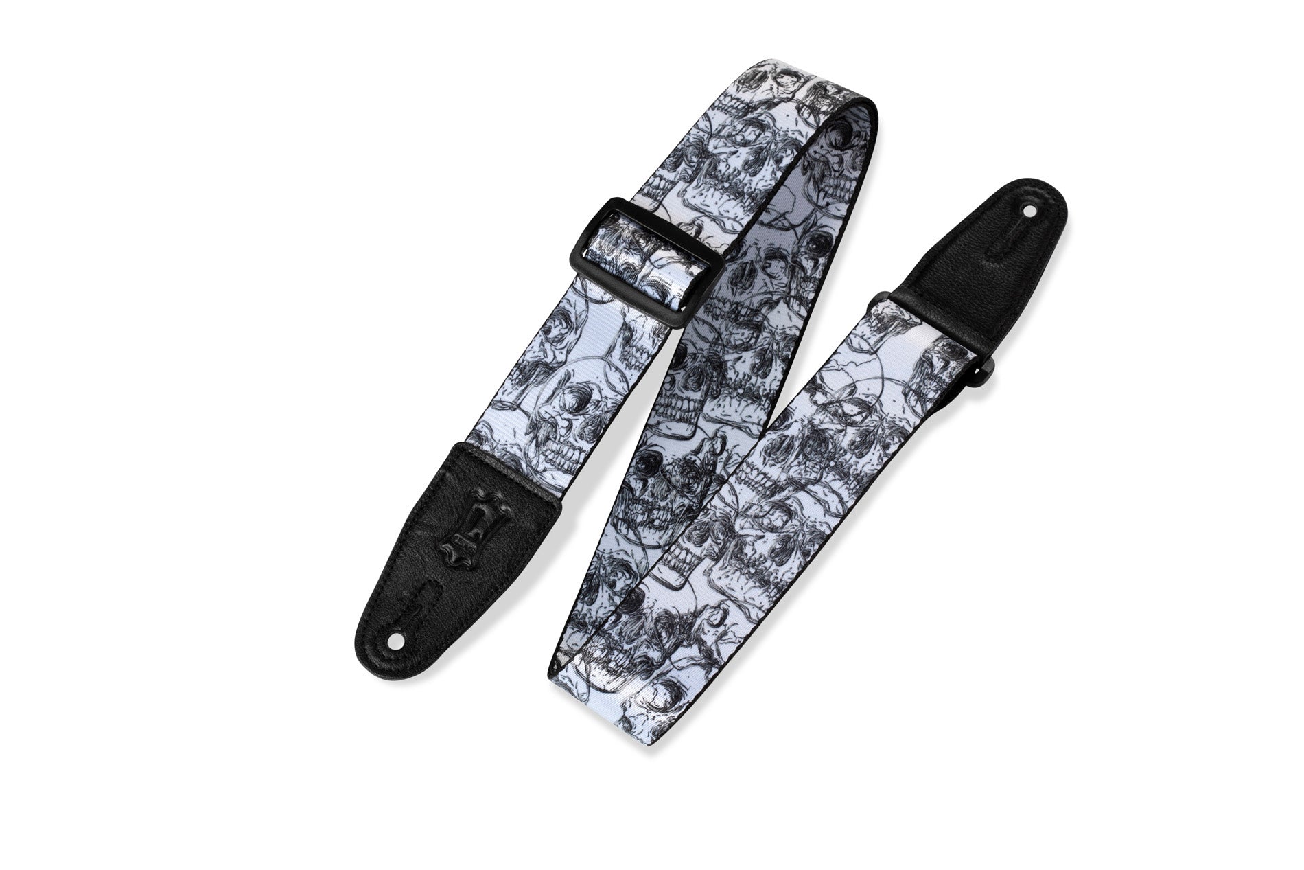 Levy's MPD2-048 Print Guitar Strap - Skulls White