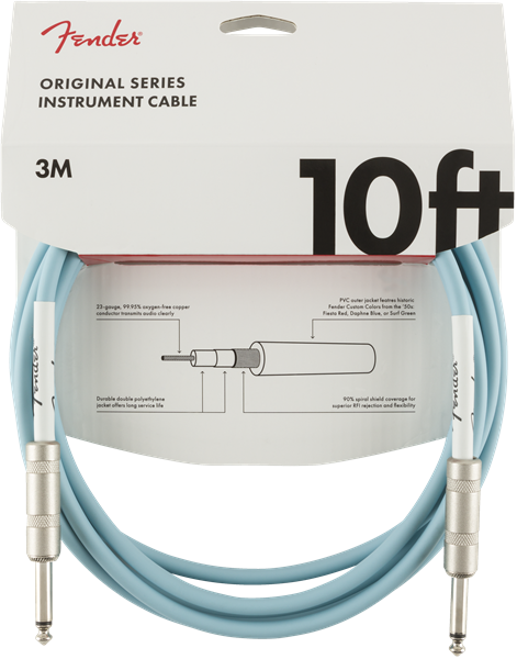 Fender Original Series Instrument Cable, 10', Daphne Blue