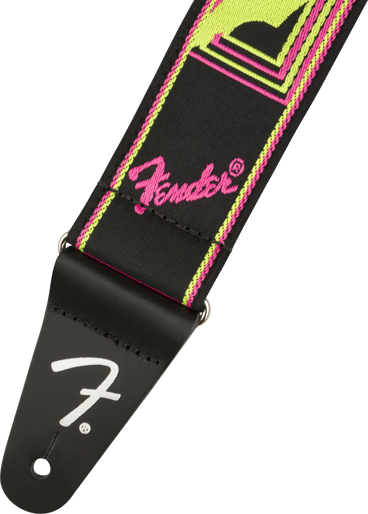 Fender Neon Monogrammed Strap, Yellow/Pink