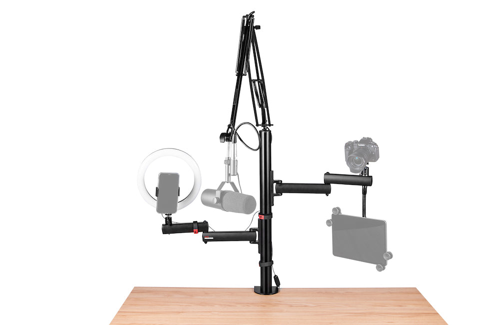 Gator Frameworks ID Series All-In-One Content Creator Tree with Light, Mic & Camera Attachments