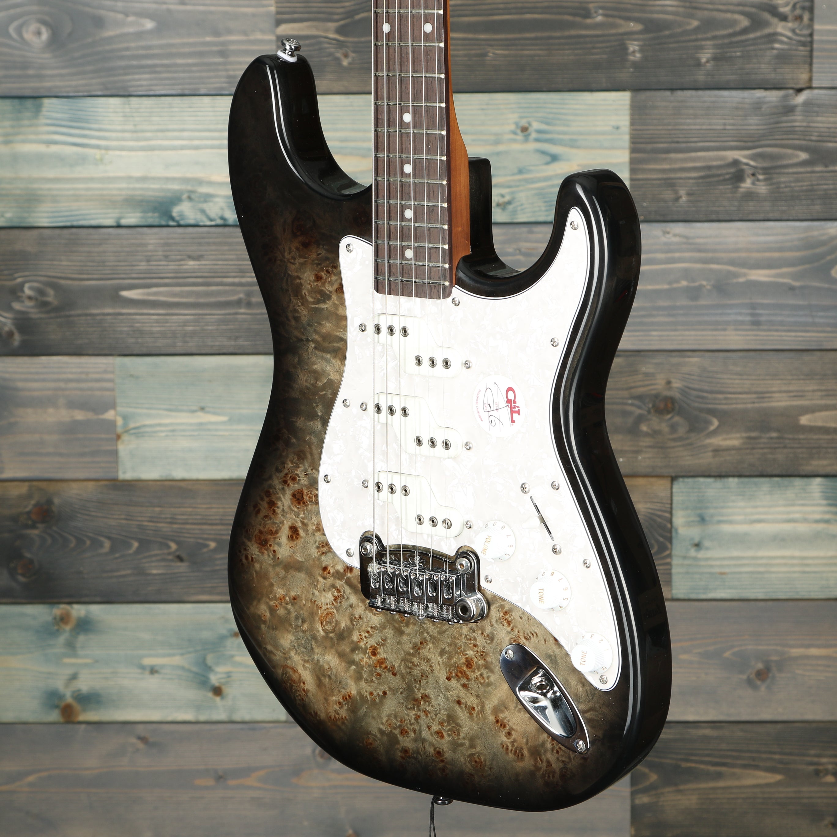 G&L Tribute Comanche Burl Top Electric Guitar - Charcoal Burst