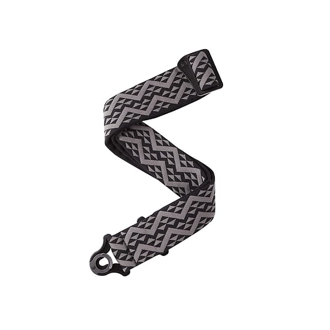 D'Addario Auto Lock Guitar Strap - Black Padded Geometric