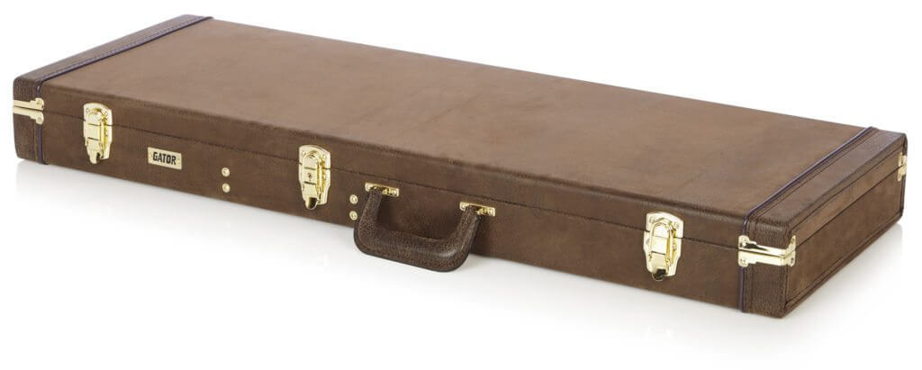 Gator Cases Deluxe Wood Series Electric Guitar Case, Vintage Brown