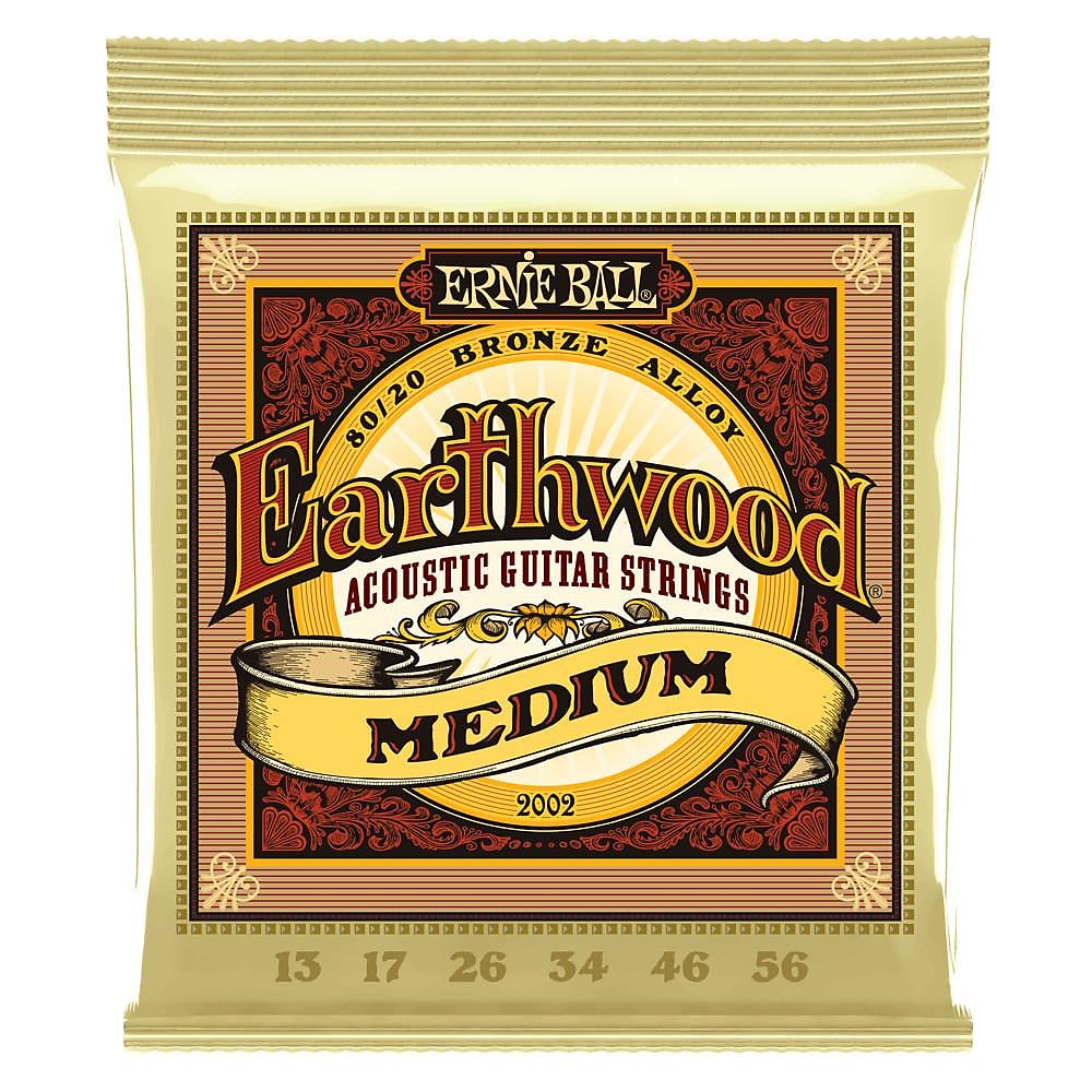 Ernie Ball 2002 Earthwood Medium 80/20 Bronze Acoustic Guitar Strings