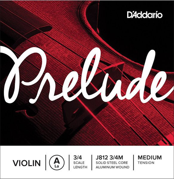 D'Addario Prelude Violin Single A String, 3/4 Scale, Medium Tension