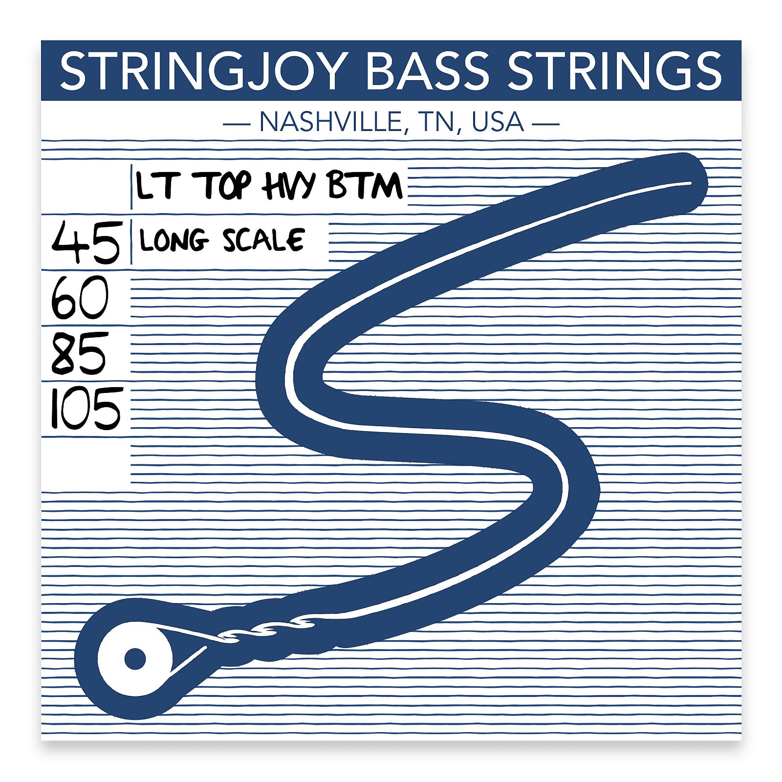Stringjoy Light Top/Heavy Bottom Gauge (45-105) 4 St Long Scale Bass Strings