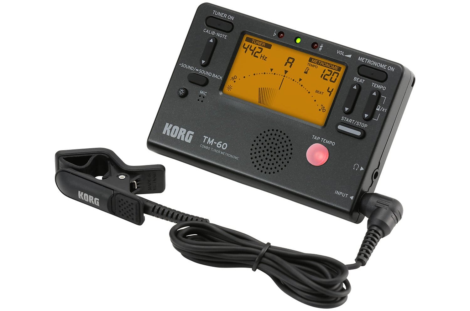 Korg TM60 Tuner/Metronome + Contact Microphone - Black