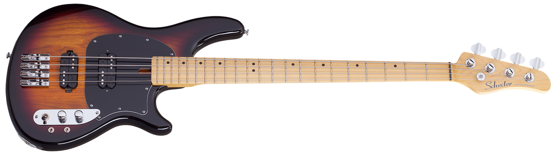 Schecter 2491 CV-4 Bass Electric Guitar, Maple Fretboard, 3-Tone Sunburst