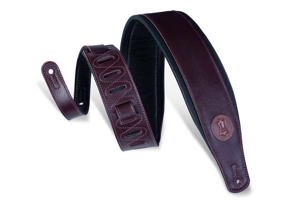 Levy's 3" Wide Garment Leather Guitar Strap - Burgundy