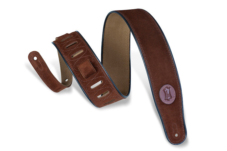 Levy's 2 1/2" Wide Suede Guitar Strap - Brown