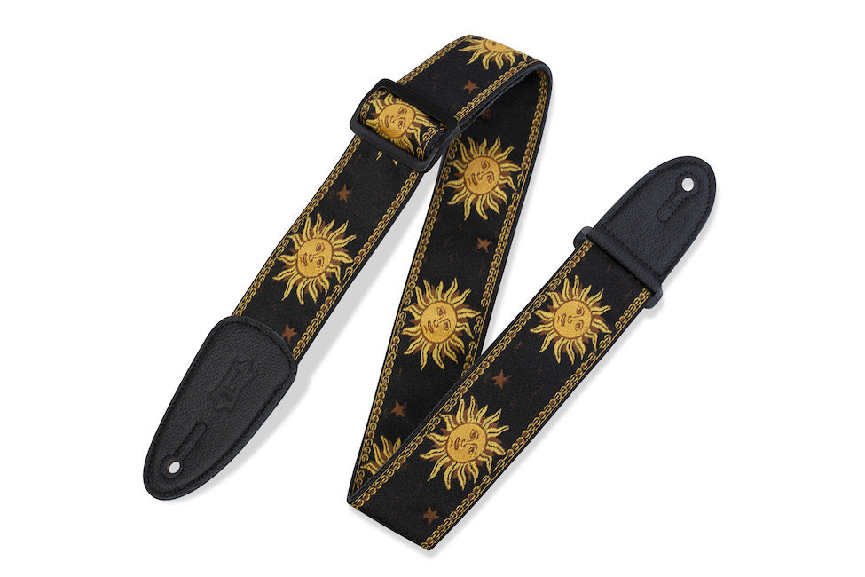 Levy's 2" Wide Jacquard Guitar Strap - Black Sun