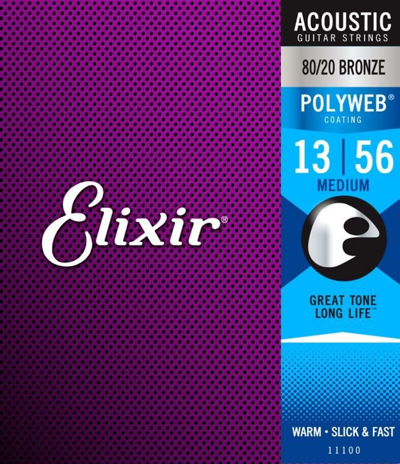 Elixir Strings 11100 Acoustic Bronze with POLYWEB Coating, Medium