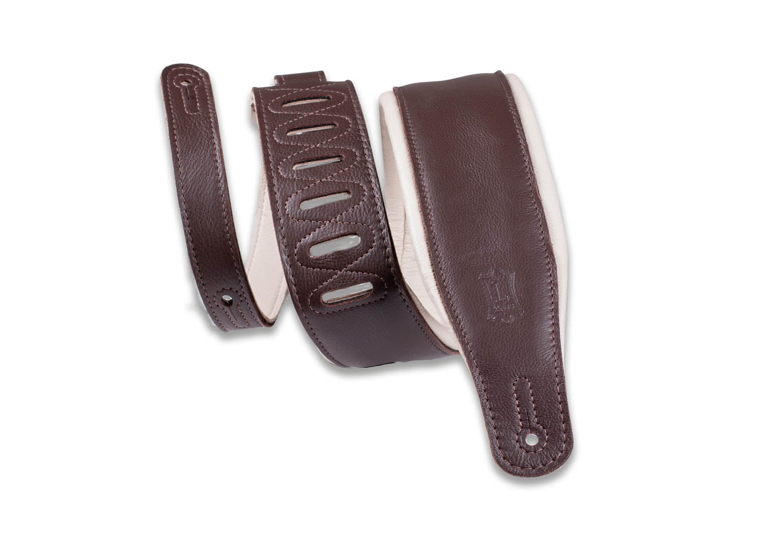 Levy's 3" Dark Brown & Cream Garment Leather Guitar Strap