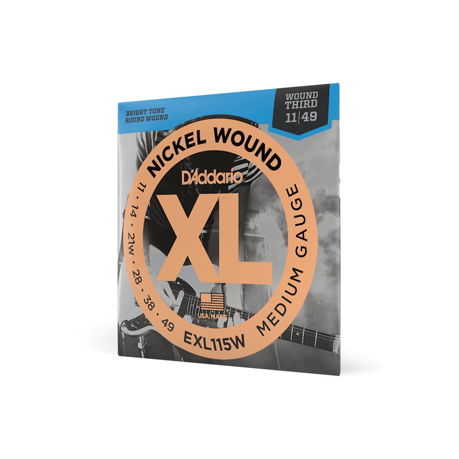 D'Addario EXL115W Nickel Wound Electric Strings, Med/Blues-Jazz Rock, Wound 3rd