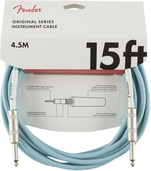 Fender Original Series Instrument Cable, 15', Daphne Blue