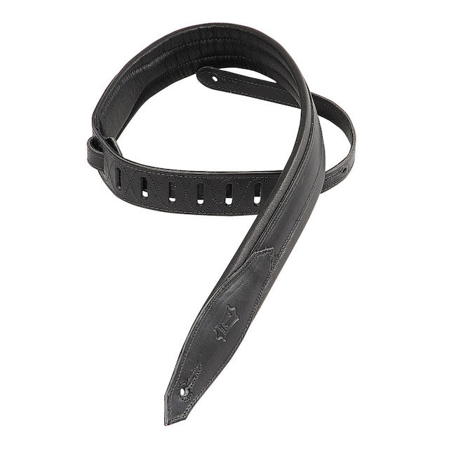 Levy's 2" Wide Veg-tan Leather Guitar Strap - Black