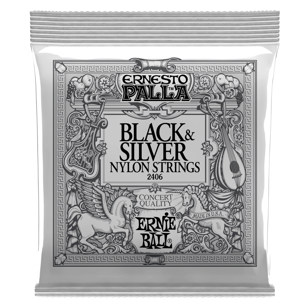 Ernie Ball 2406 Ernesto Palla Black & Silver Nylon Classical Guitar Strings