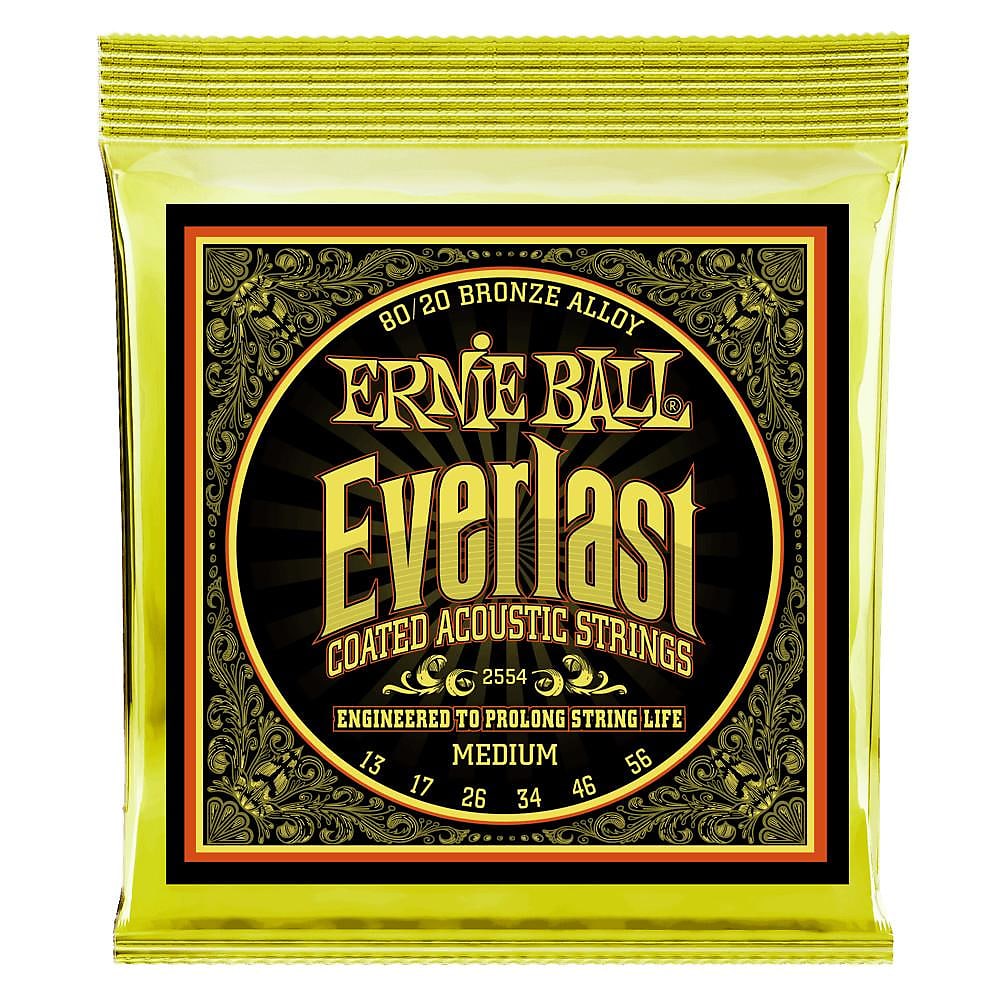 Ernie Ball Everlast Medium Coated 2554 80/20 Bronze Acoustic Guitar Strings