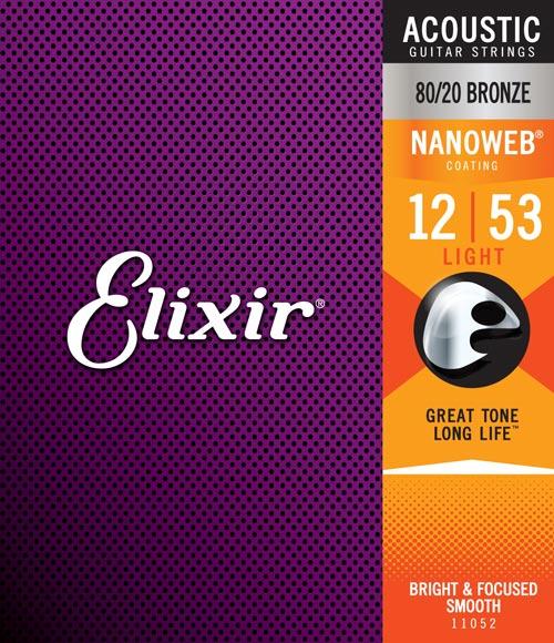 Elixir Strings 11052 Acoustic Bronze w/Nanoweb Coating Light