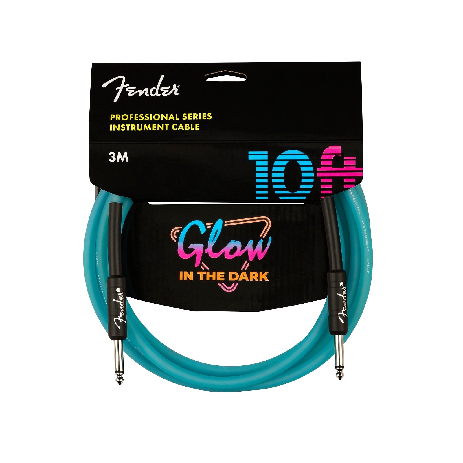 Fender Professional Glow in the Dark Cable, Blue, 10'