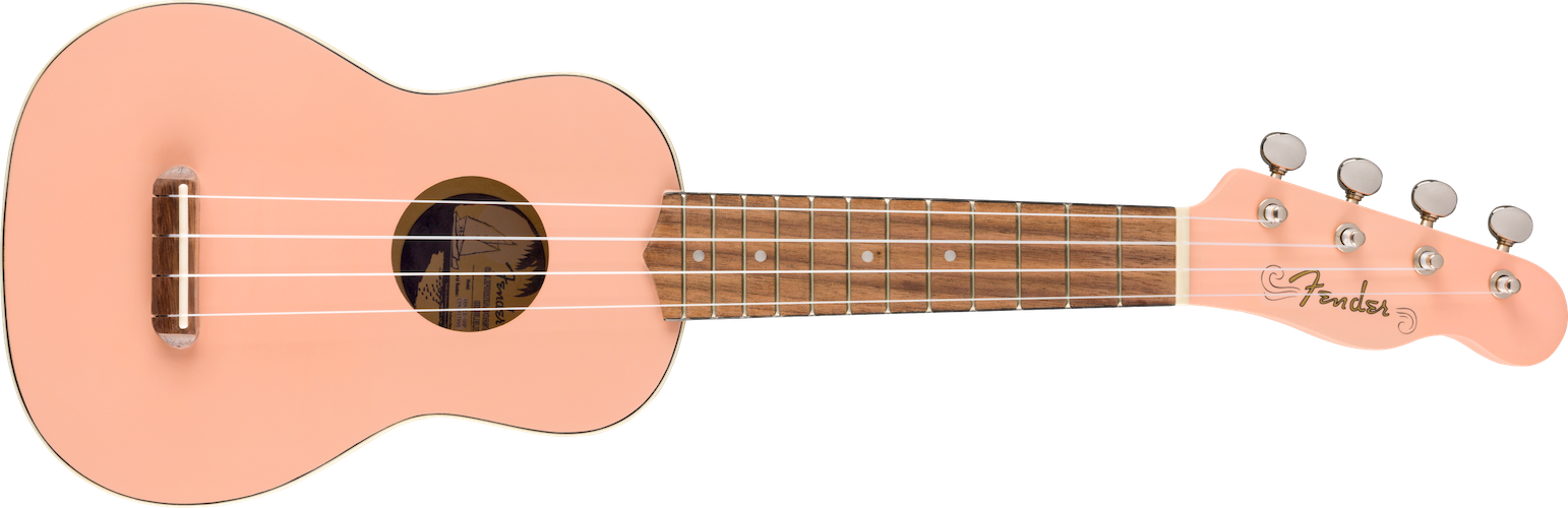 Fender Venice Soprano Uke, Walnut Fingerboard, Shell Pink