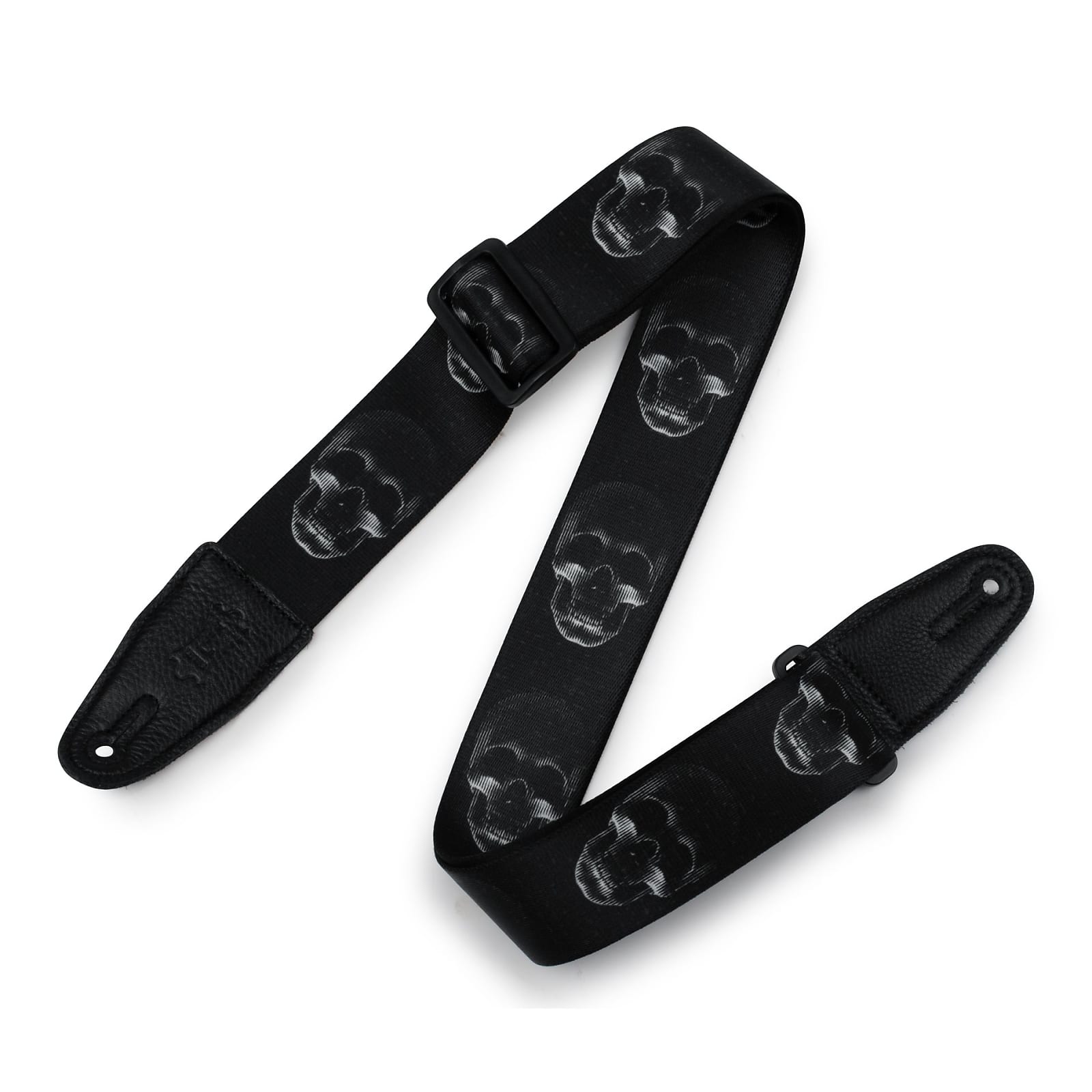 Levy's Polyester Guitar Strap - Black & White Skull