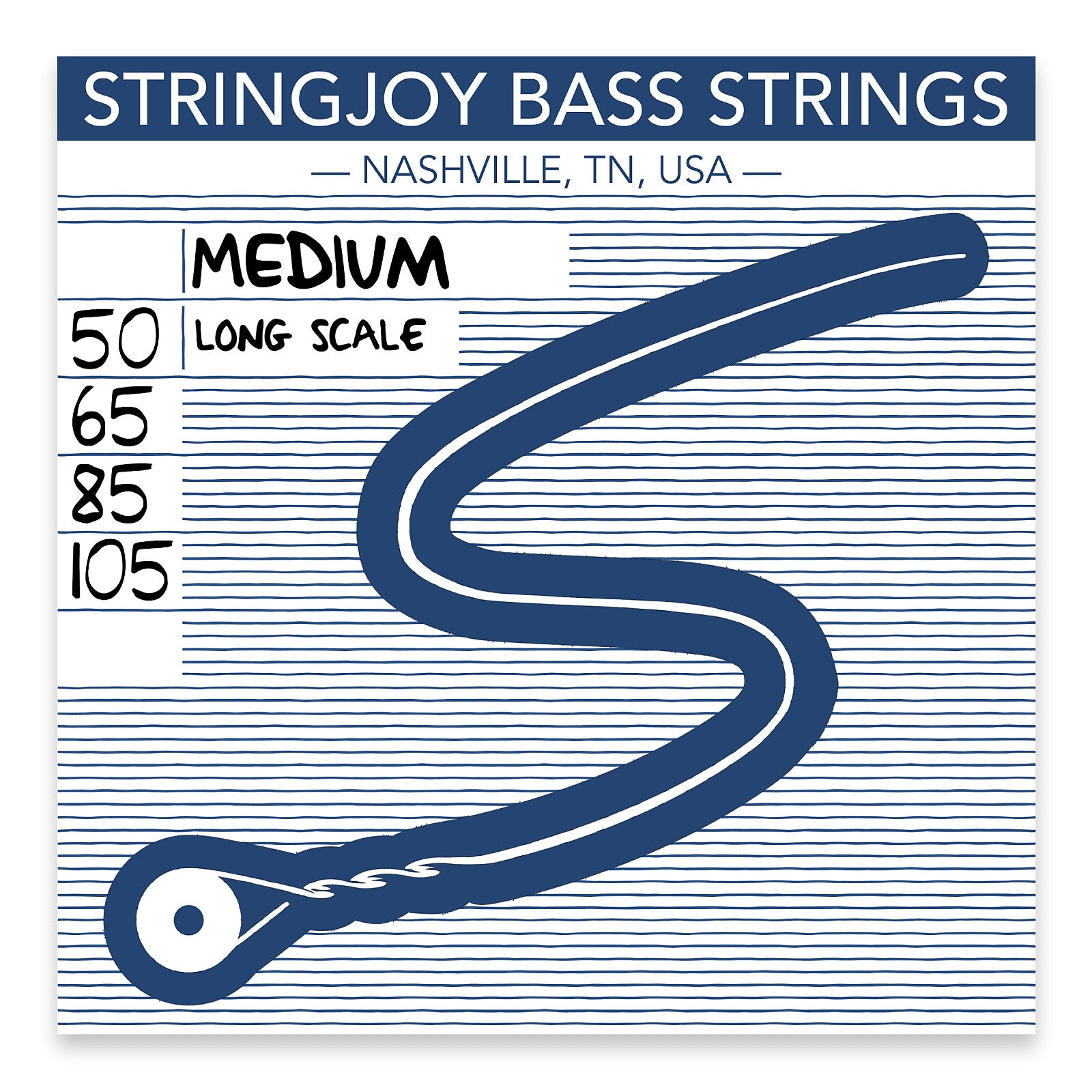 Stringjoy Medium Gauge (50-105) 4 String Long Scale Nickel Wound Bass Strings