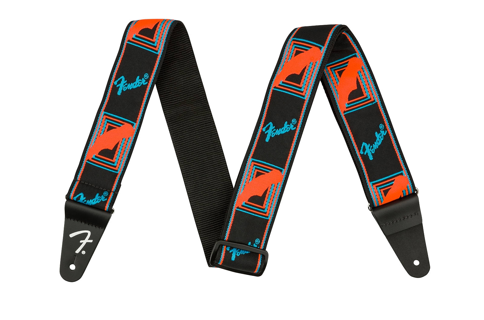 Fender Neon Monogrammed Strap, Blue/Orange