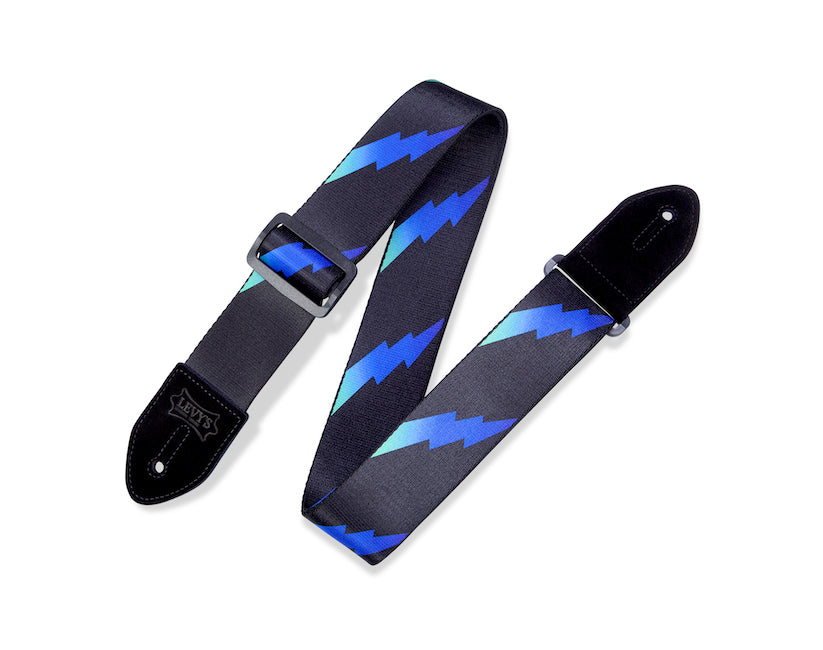 Levy's MPRB2-004 2in Polyester Guitar Strap - Blue Rainbolt