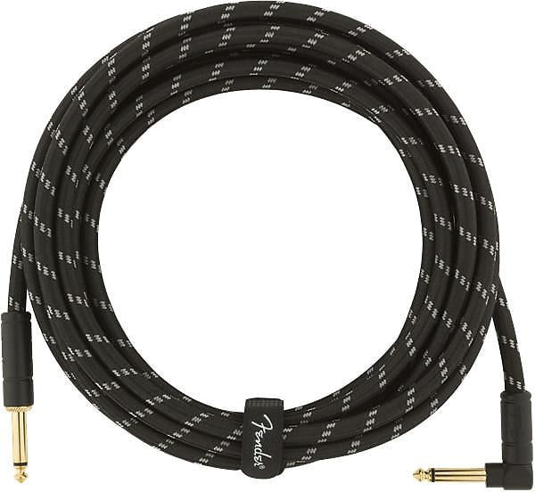 Fender Deluxe Series Instrument Cable, Straight/Angle, 15' Black Tweed