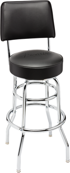 Fender 30'' Blackout Backrest Barstool with Embossed Logo