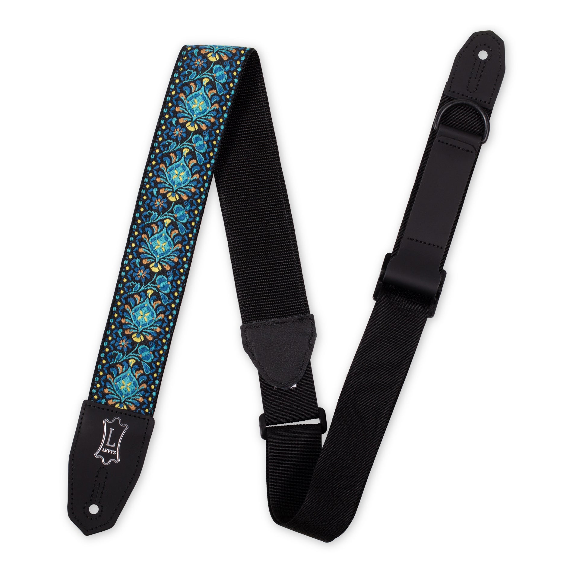 Levy's Right Height Strap w/ Woven Blue Black Gold Motif